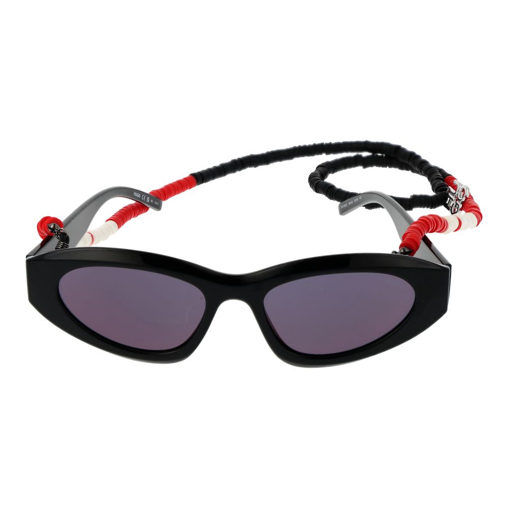 Hugo Boss Black Unisex Sunglasses – Cat Eye Frame with Mirrored Grey Lenses, 53mm