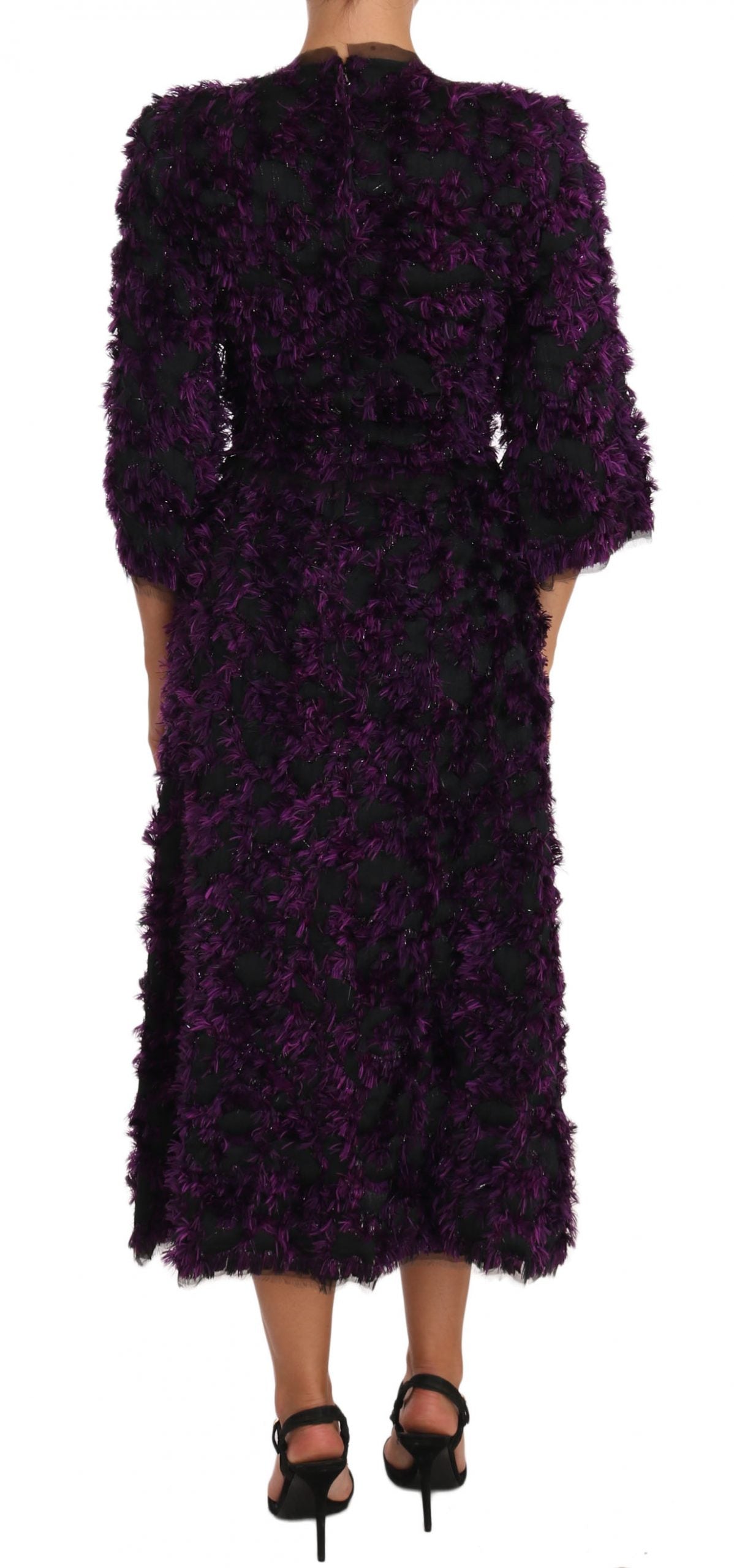 - Elegant Fringe Sheath Dress in Purple & Black