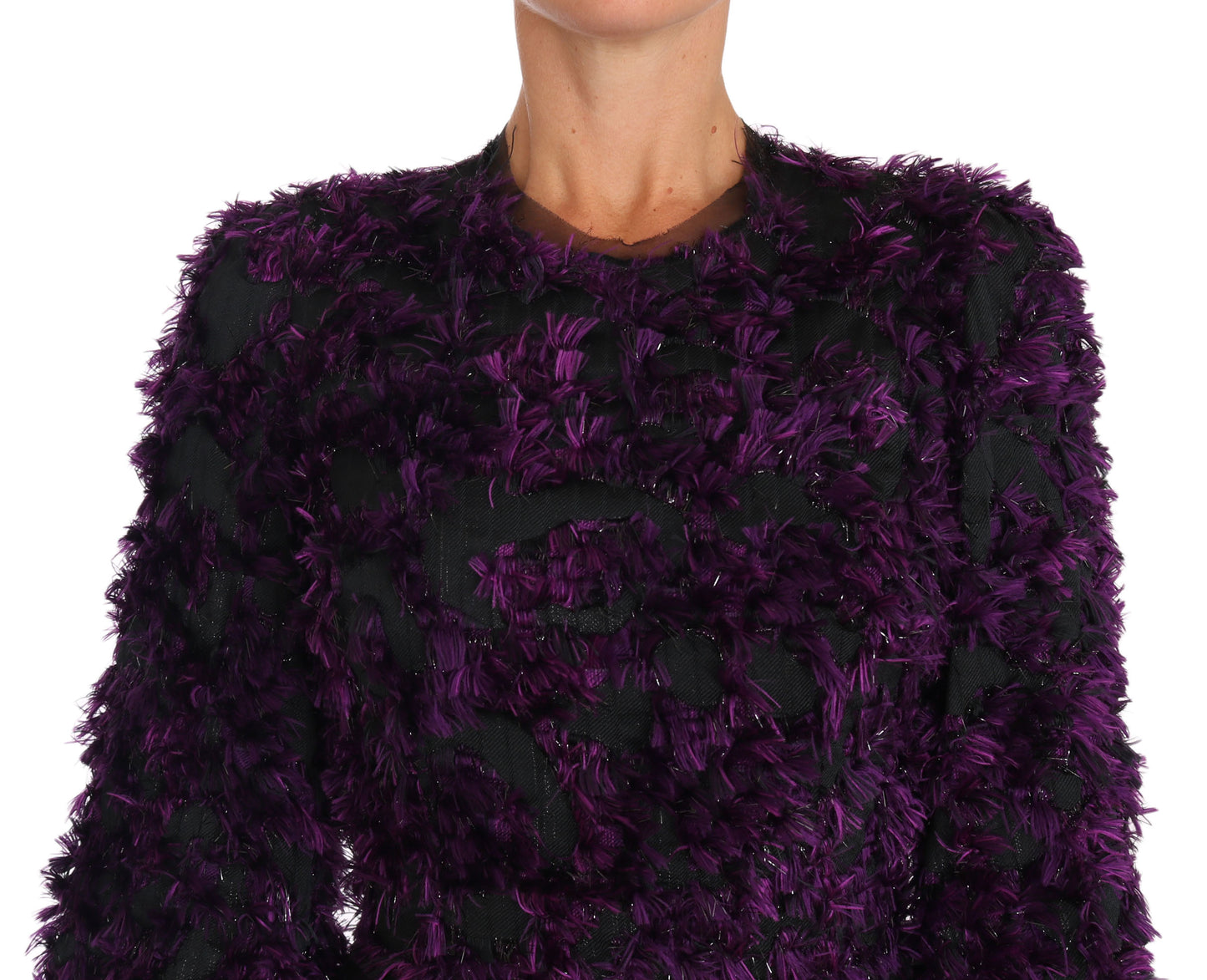 - Elegant Fringe Sheath Dress in Purple & Black