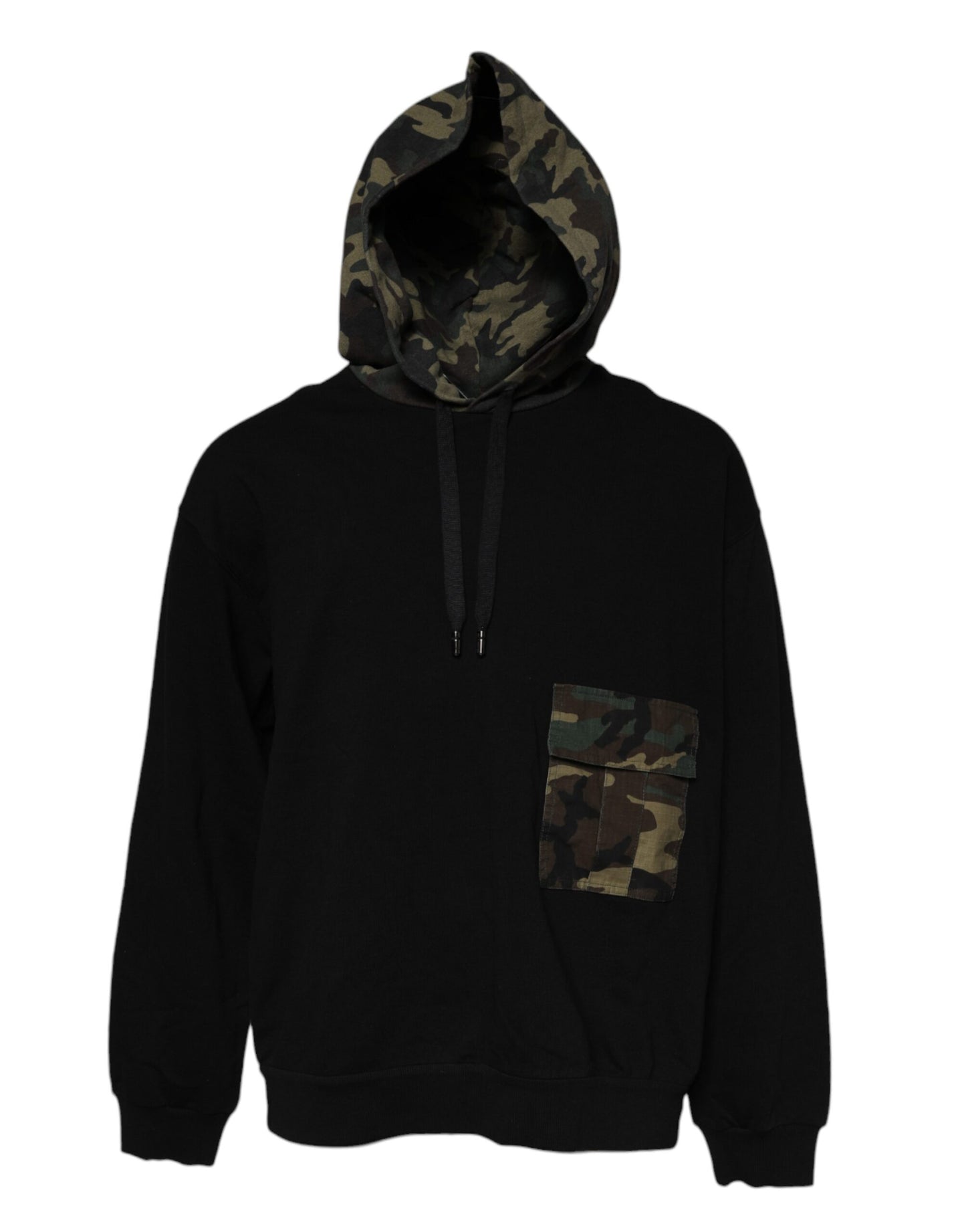 Dolce & Gabbana Black Camouflage Hooded Sweatshirt