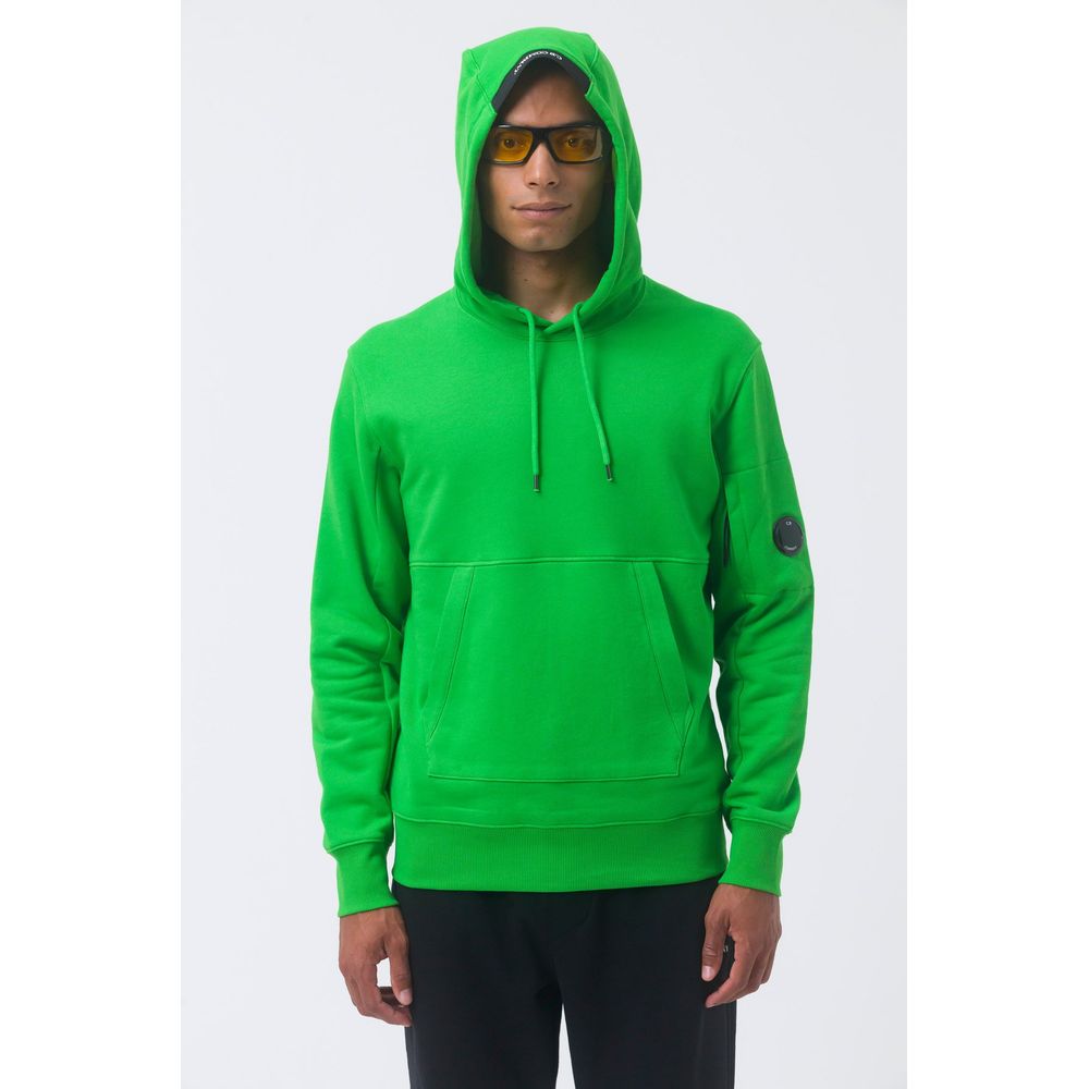 C.P. Company Green Cotton Sweater with Iconic Goggle