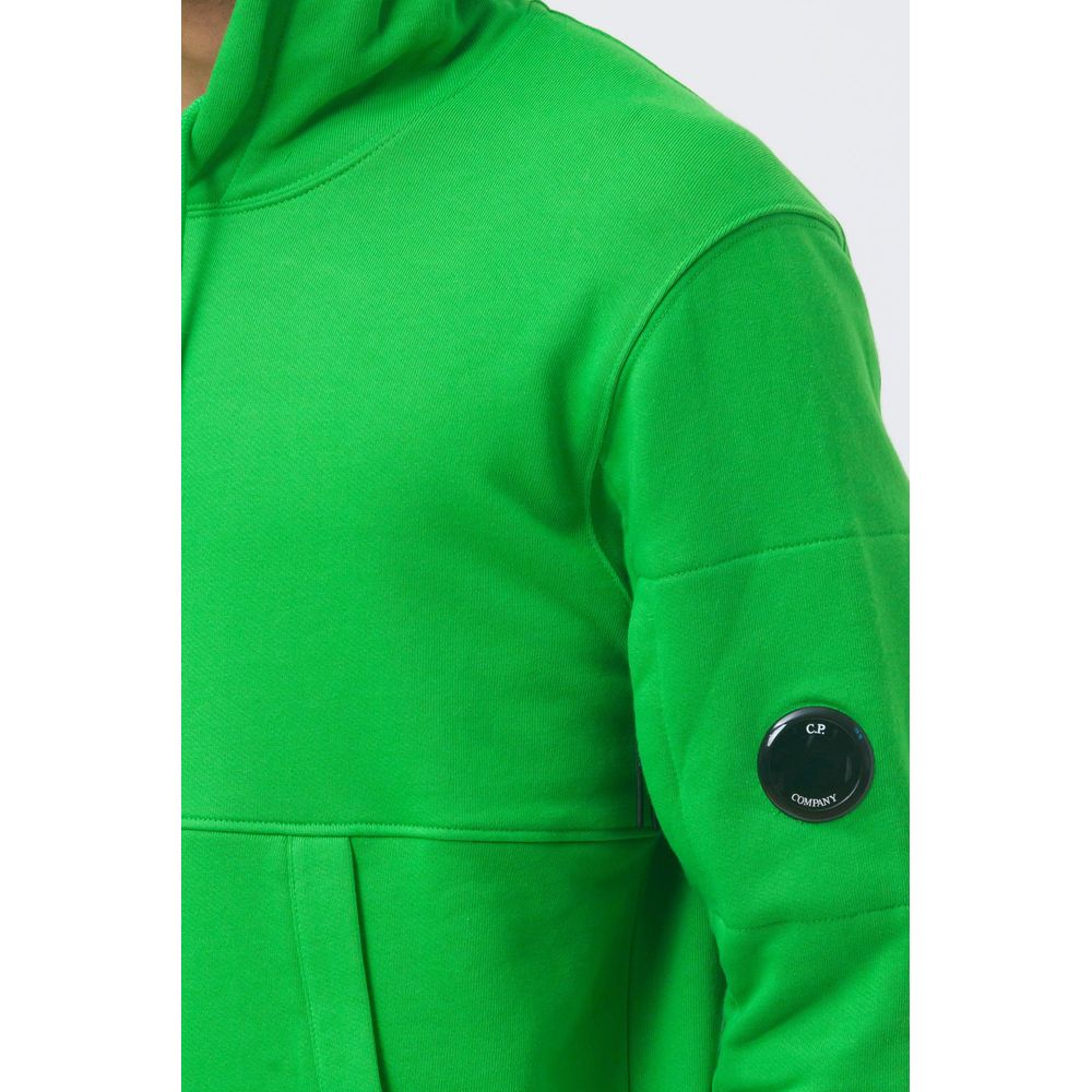 C.P. Company Green Cotton Sweater with Iconic Goggle