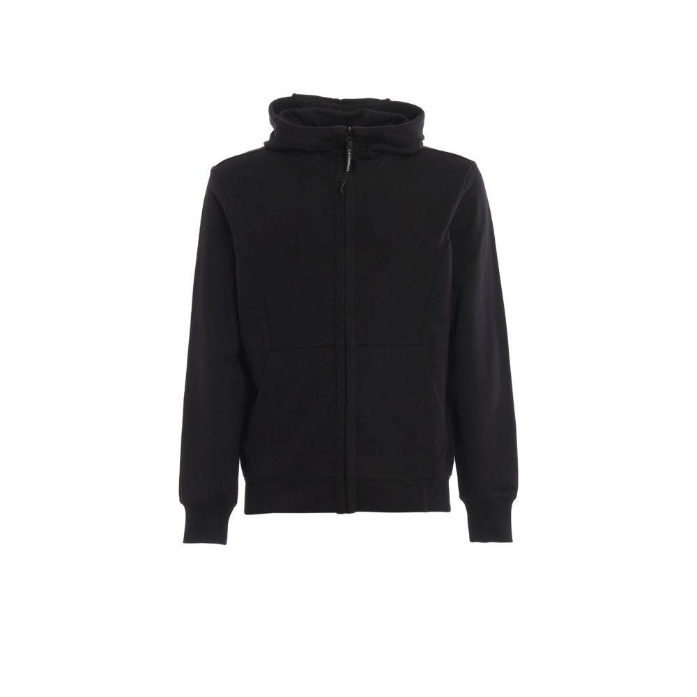 C.P. Company Black Cotton Sweatshirt with Hood and Goggle