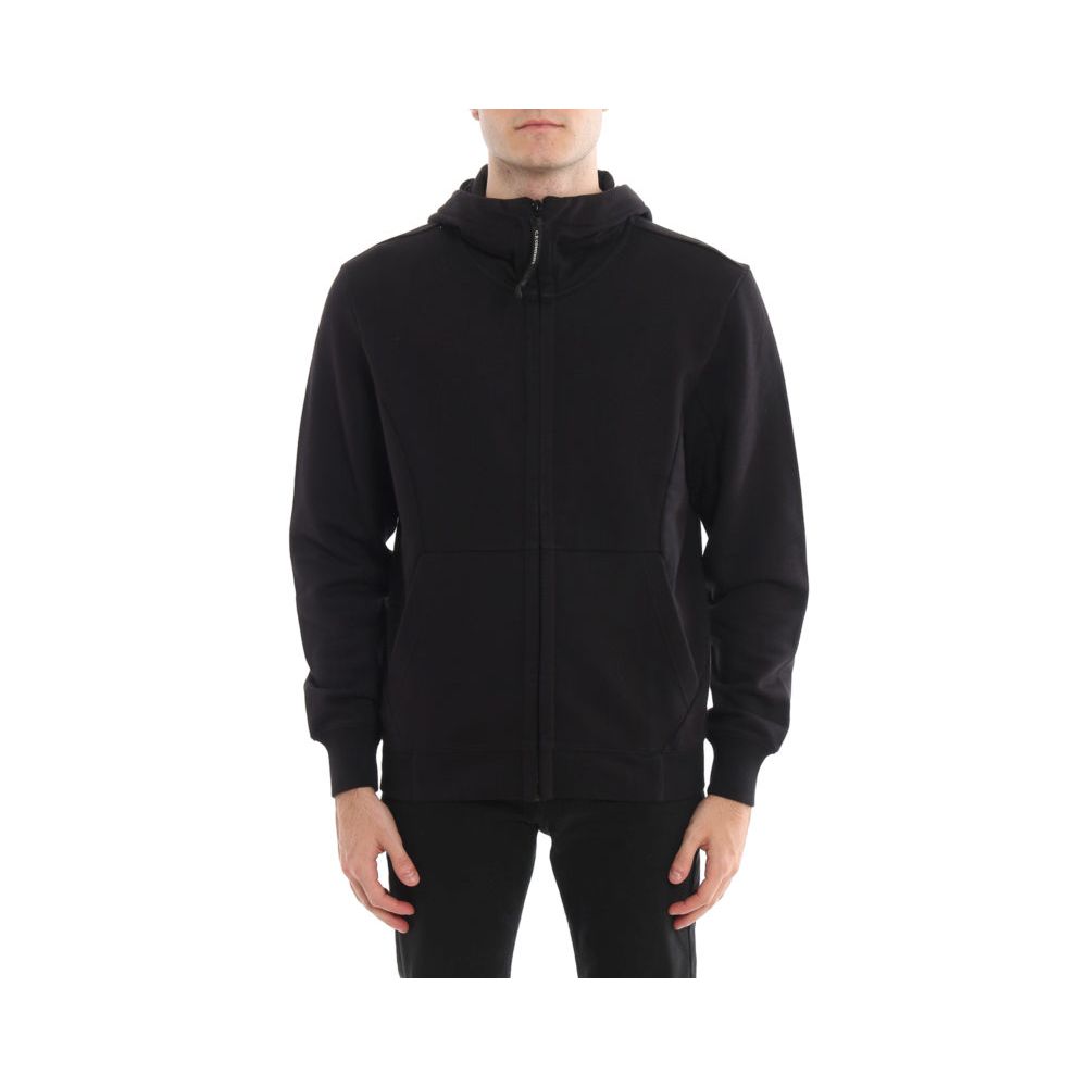 C.P. Company Black Cotton Sweatshirt with Hood and Goggle