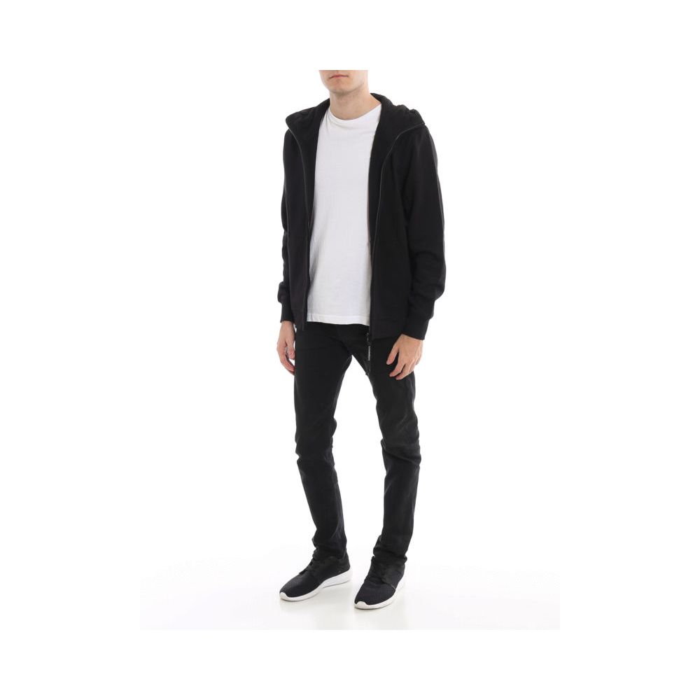 C.P. Company Black Cotton Sweatshirt with Hood and Goggle