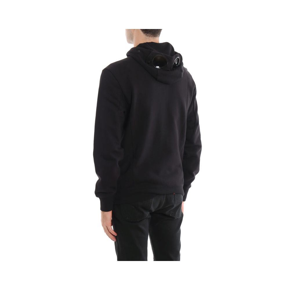 C.P. Company Black Cotton Sweatshirt with Hood and Goggle