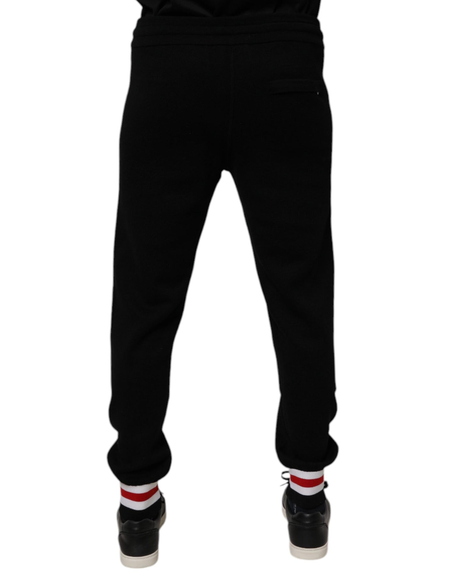 Dolce & Gabbana Black Wool Mid Waist Jogger Sweatpants