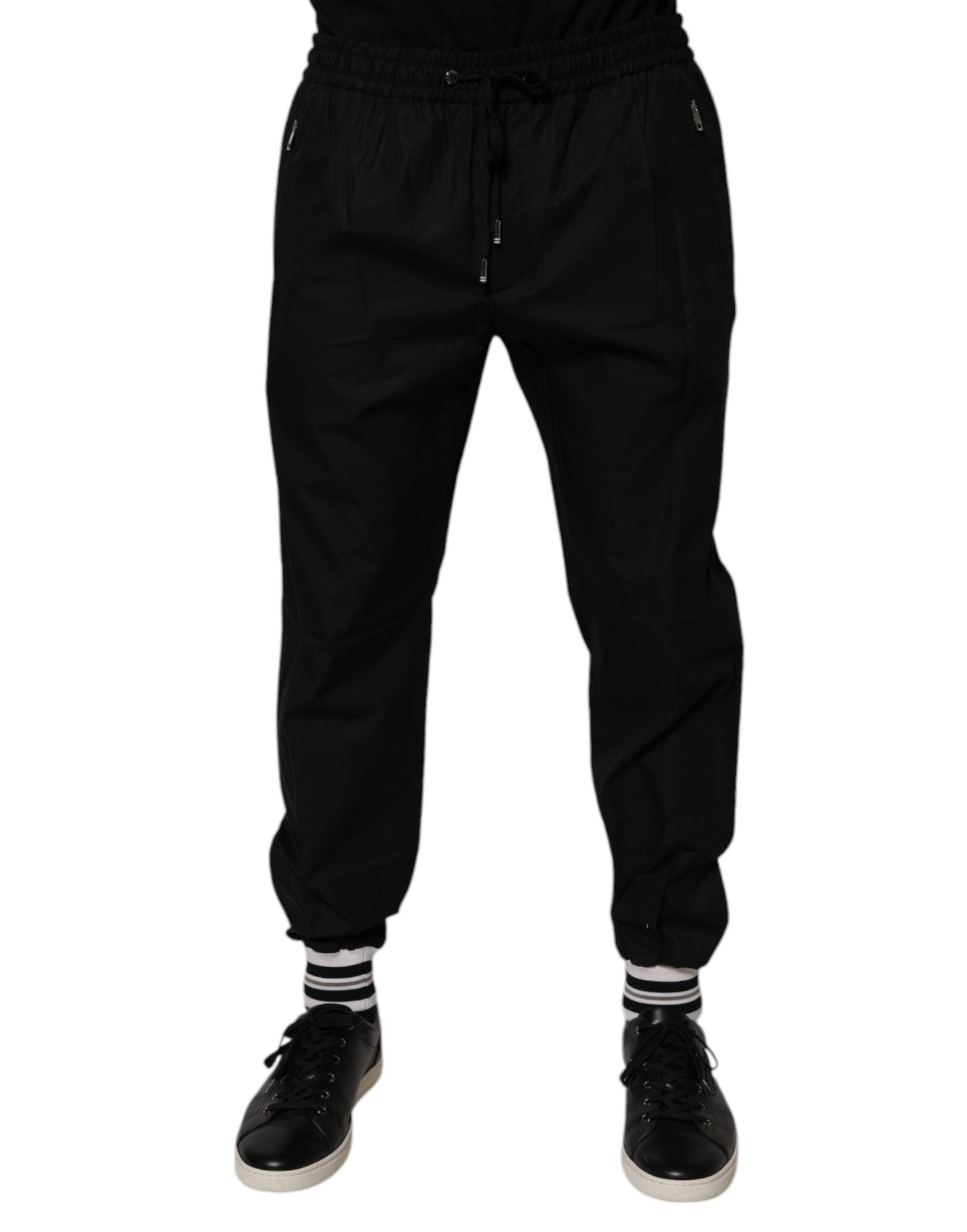 Dolce & Gabbana Black Cotton Men Jogger Sweatpants
