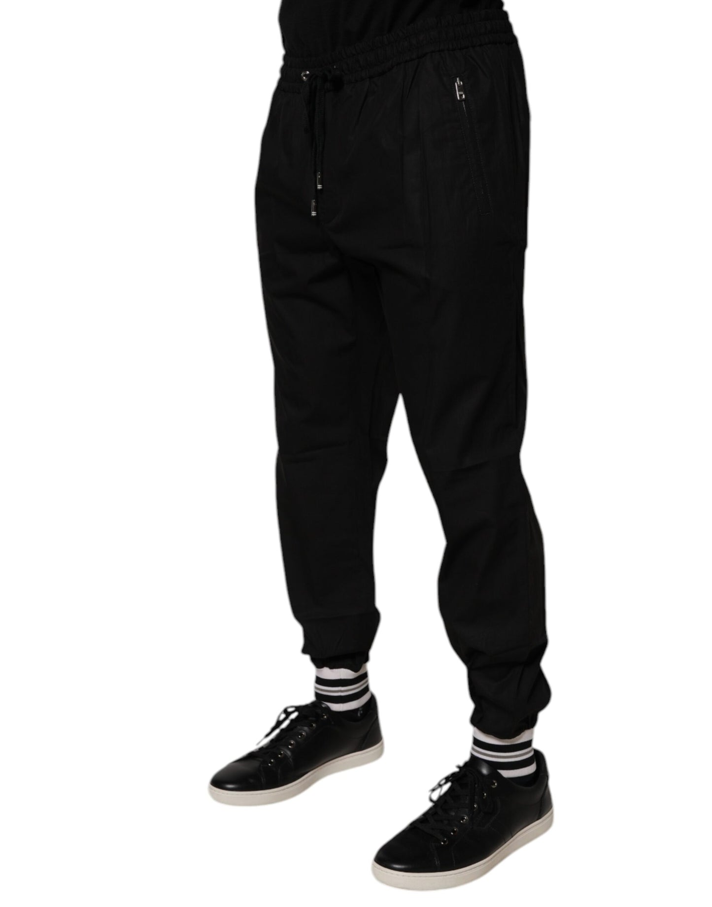 Dolce & Gabbana Black Cotton Men Jogger Sweatpants