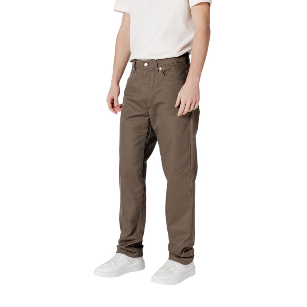 Calvin Klein Jeans Green Straight Cotton Twill Trousers for Men