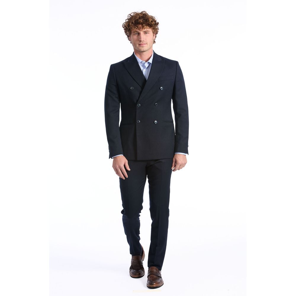 Baldinini Trend Blue Wool Suit - Double Breasted Elegance