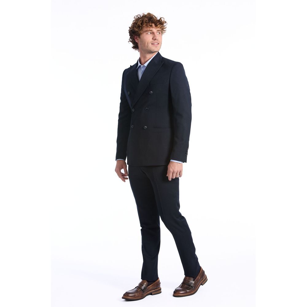 Baldinini Trend Blue Wool Suit - Double Breasted Elegance
