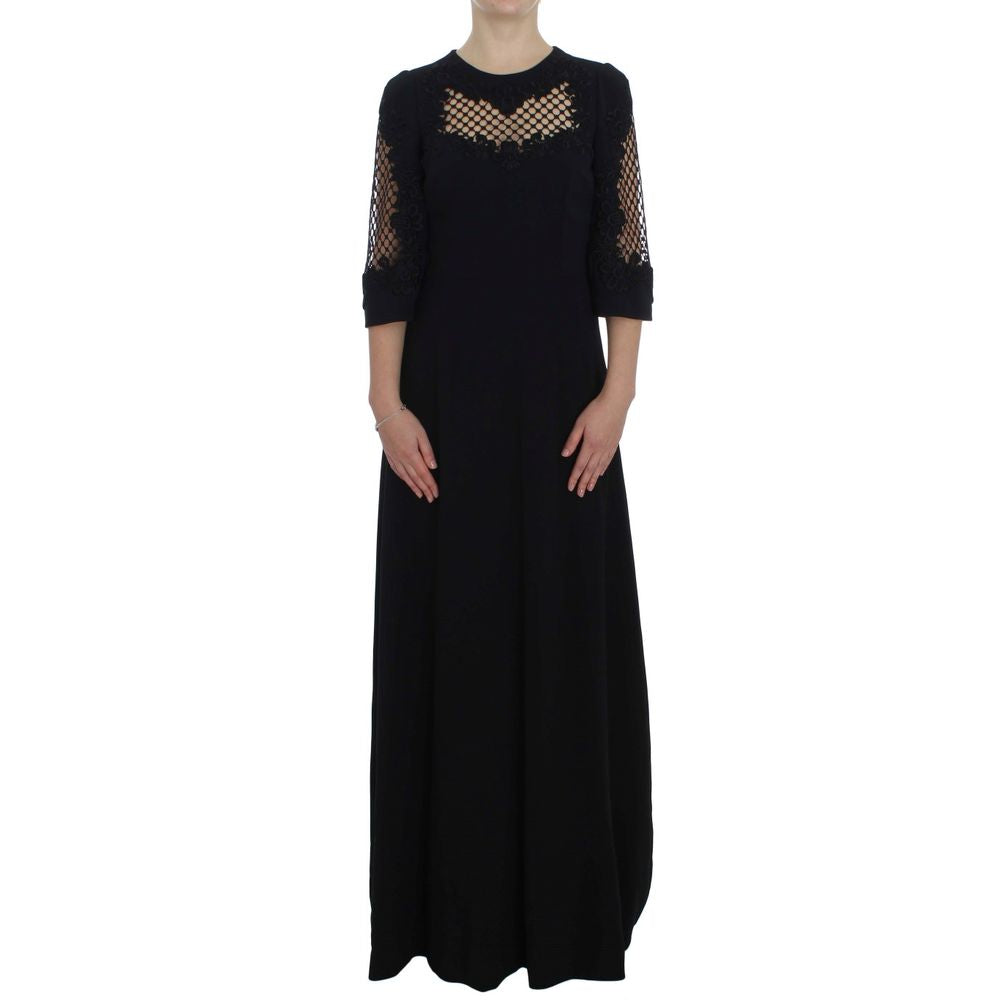 Dolce & Gabbana Black Wool Maxi Dress