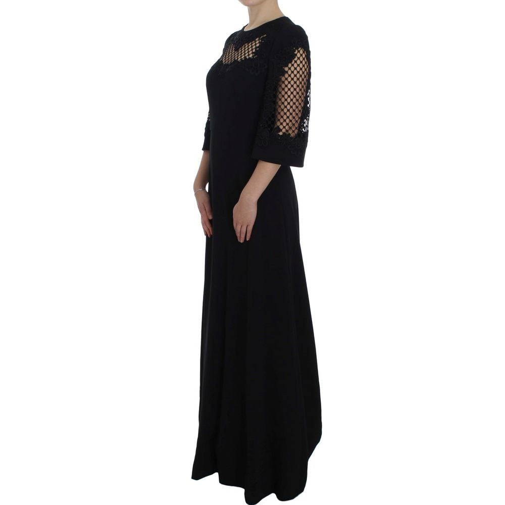 Dolce & Gabbana Black Wool Maxi Dress