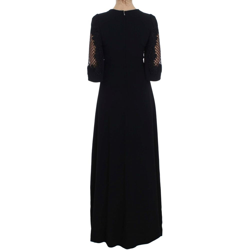 Dolce & Gabbana Black Wool Maxi Dress