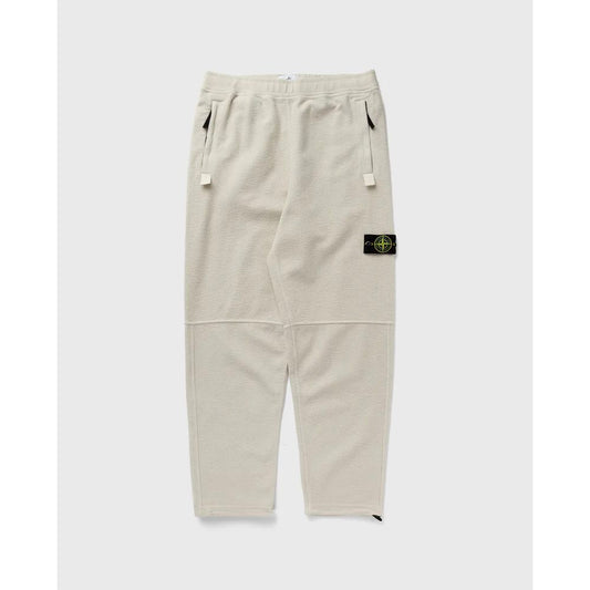 Stone Island White Cotton Fleece Trousers