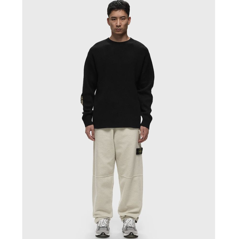 Stone Island White Cotton Fleece Trousers