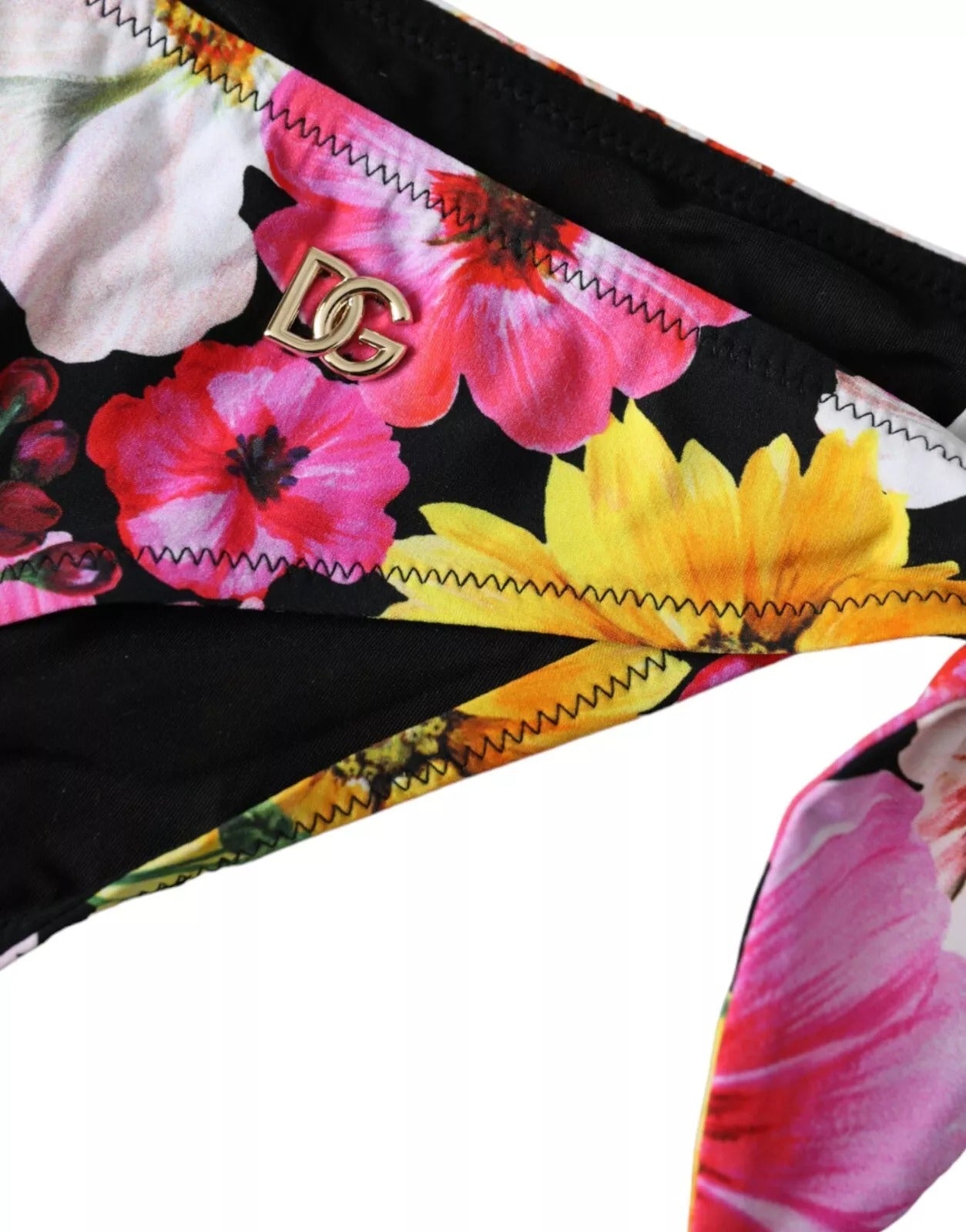 Dolce & Gabbana Black Floral Print Bikini Bottom