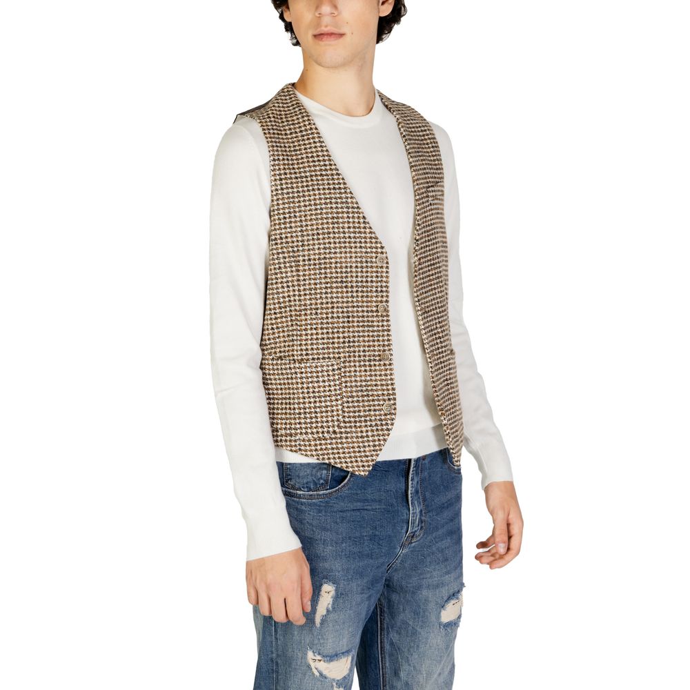 Gianni Lupo Beige Wool Vest for Men
