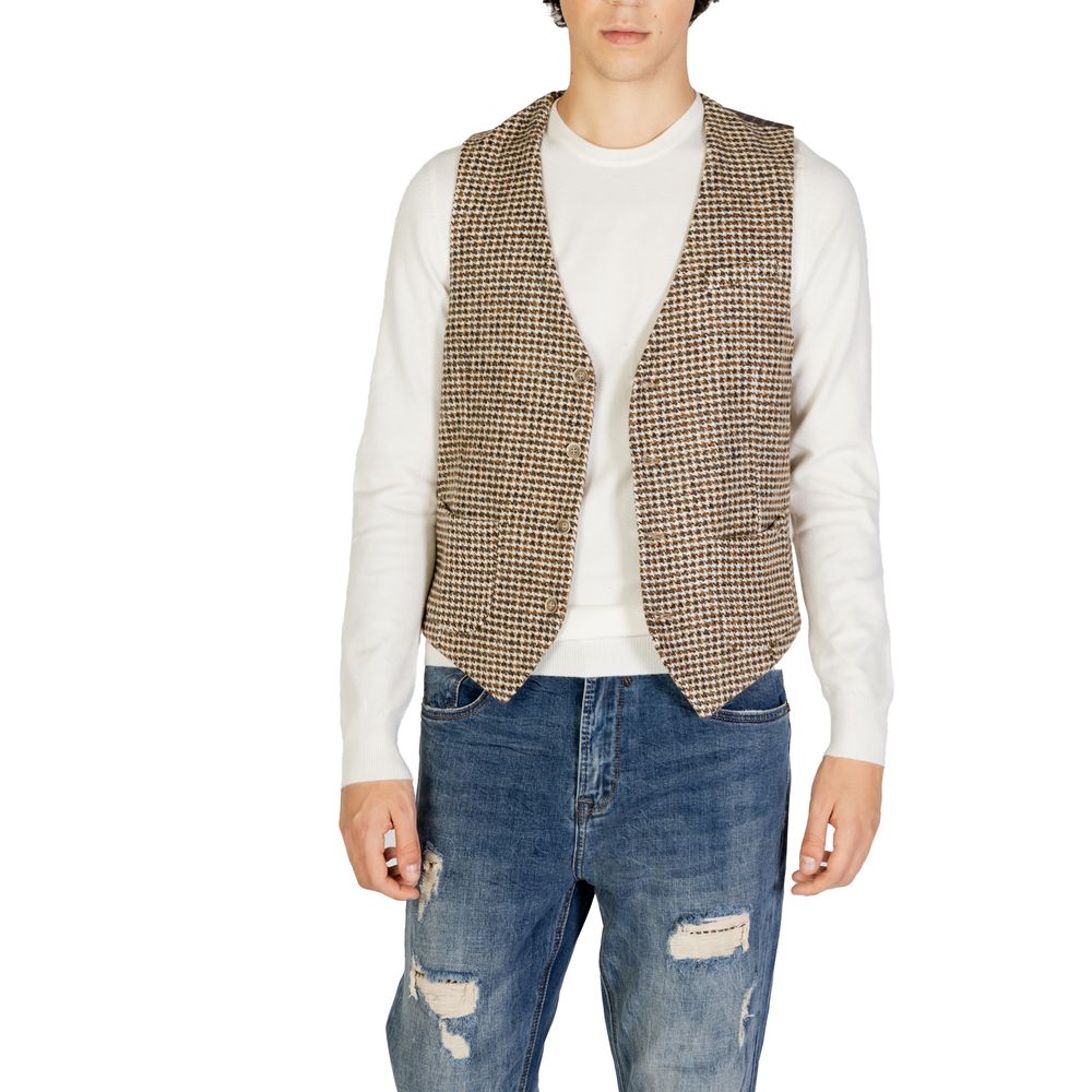 Gianni Lupo Beige Wool Vest for Men