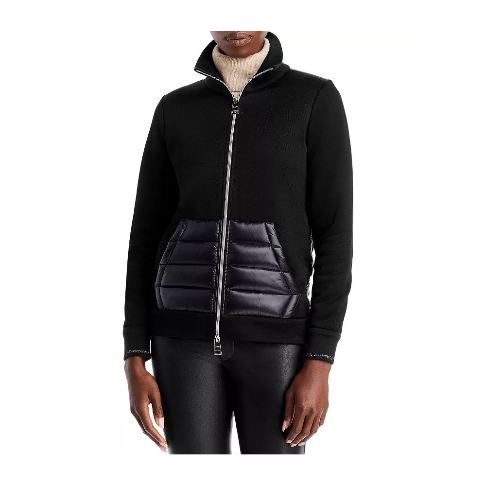Herno Black Viscose Blend Quilted Jacket with Glitter Accents