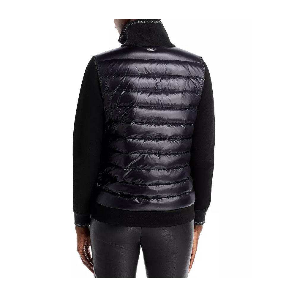 Herno Black Viscose Blend Quilted Jacket with Glitter Accents