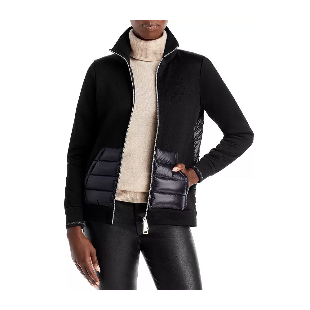 Herno Black Viscose Blend Quilted Jacket with Glitter Accents