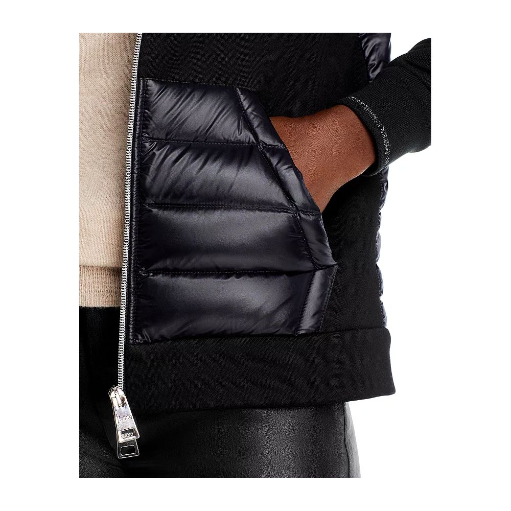 Herno Black Viscose Blend Quilted Jacket with Glitter Accents