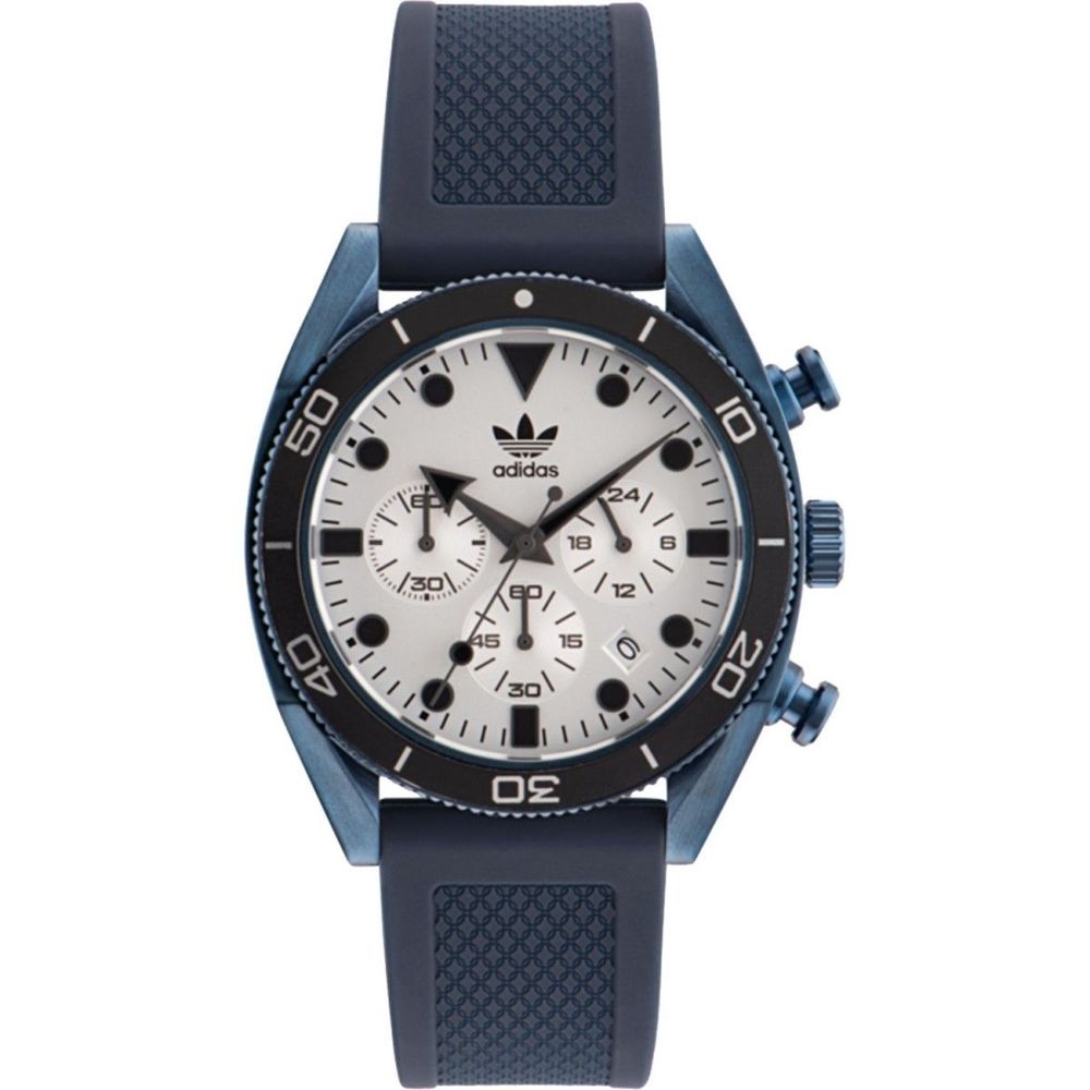 Adidas Black Silicone Quartz Watch with Blue Case
