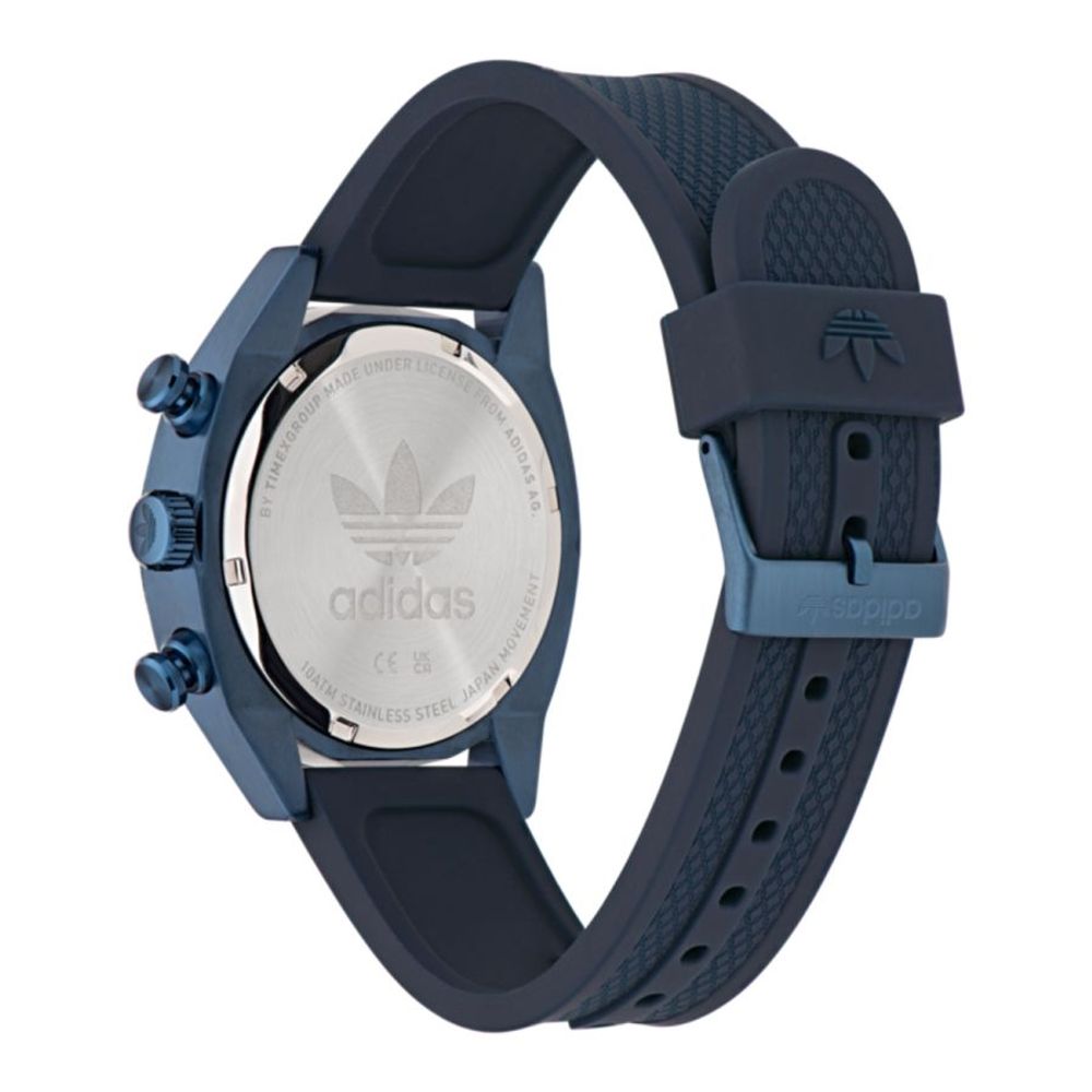 Adidas Black Silicone Quartz Watch with Blue Case