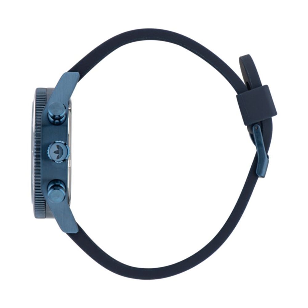 Adidas Black Silicone Quartz Watch with Blue Case