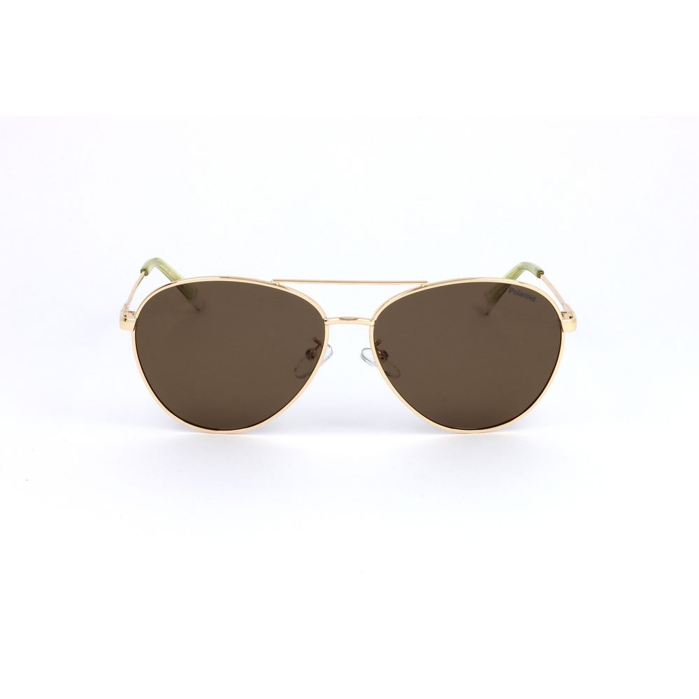 Polaroid Unisex Sunglasses – Golden Metal Frame with Brown Lenses, 60mm