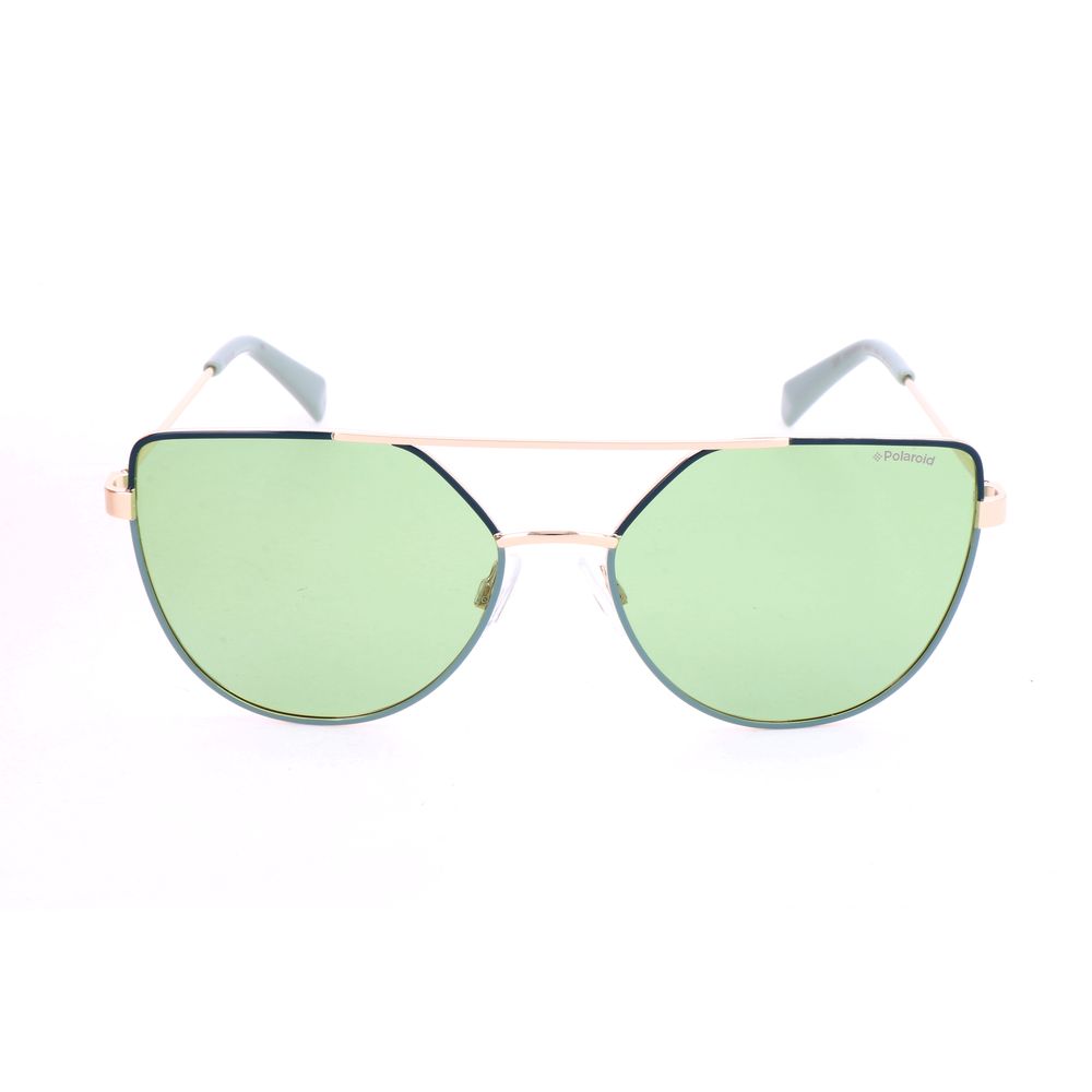 Polaroid Women's Gold Metal Sunglasses – Chic Gold Frame with Green Lenses, 58mm