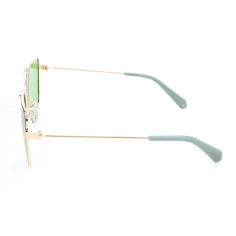 Polaroid Women's Gold Metal Sunglasses – Chic Gold Frame with Green Lenses, 58mm