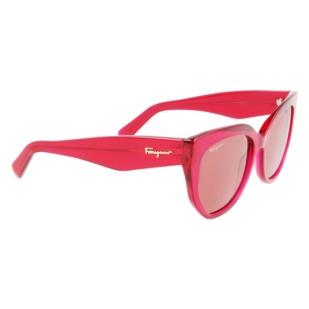 Ferragamo Women’s Sunglasses – Red Acetate Frame with Pink Lenses, 56mm