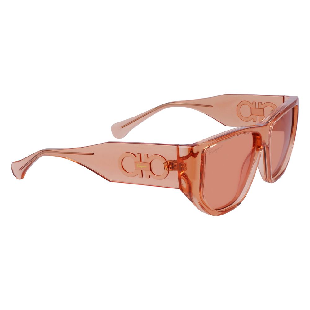 Ferragamo Unisex Sunglasses – Orange Injected Frame with Pink Lenses, 56mm