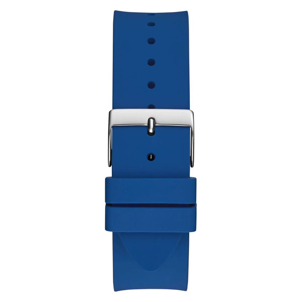 Guess Men’s Watch, Blue Dial, Grey Silicone Strap