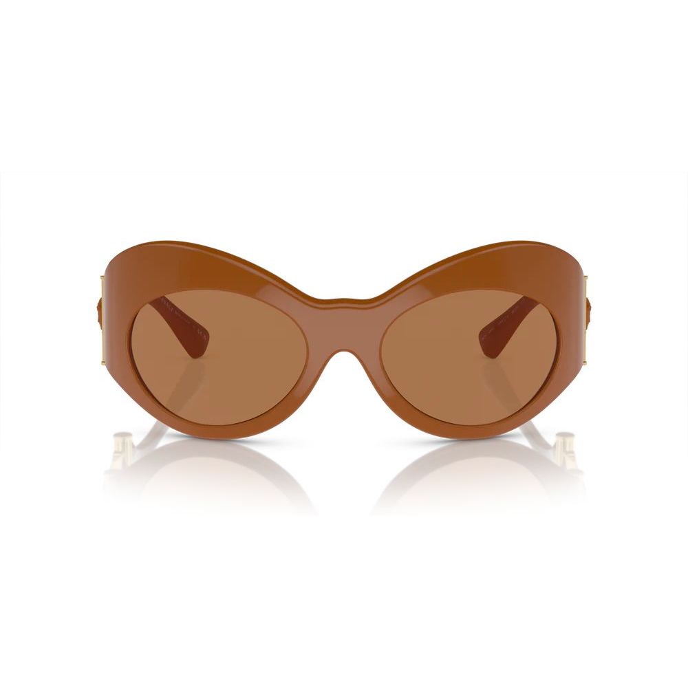 Versace Women's Brown Sunglasses - Irregular Shape with Bronze Lens
