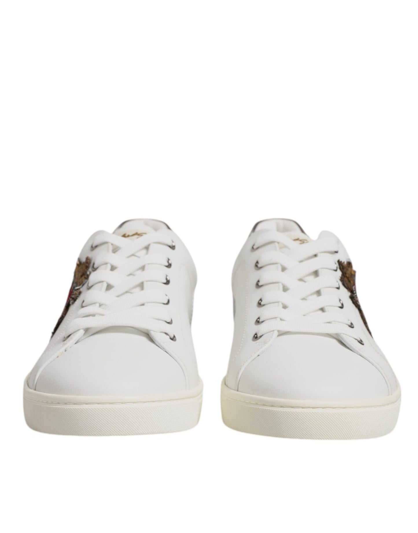 Dolce & Gabbana White Leather Sacred Heart Sneakers for Men
