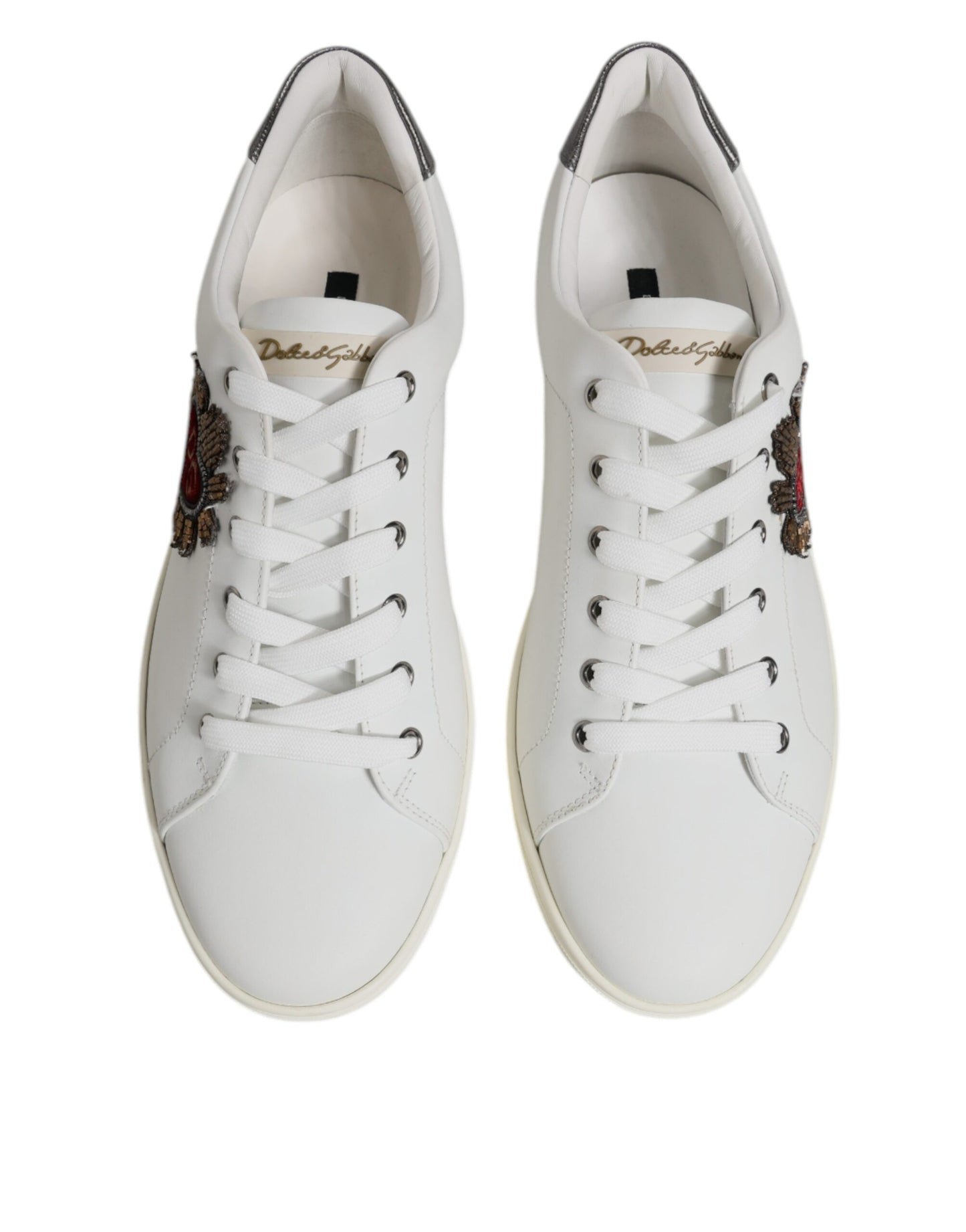 Dolce & Gabbana White Leather Sacred Heart Sneakers for Men