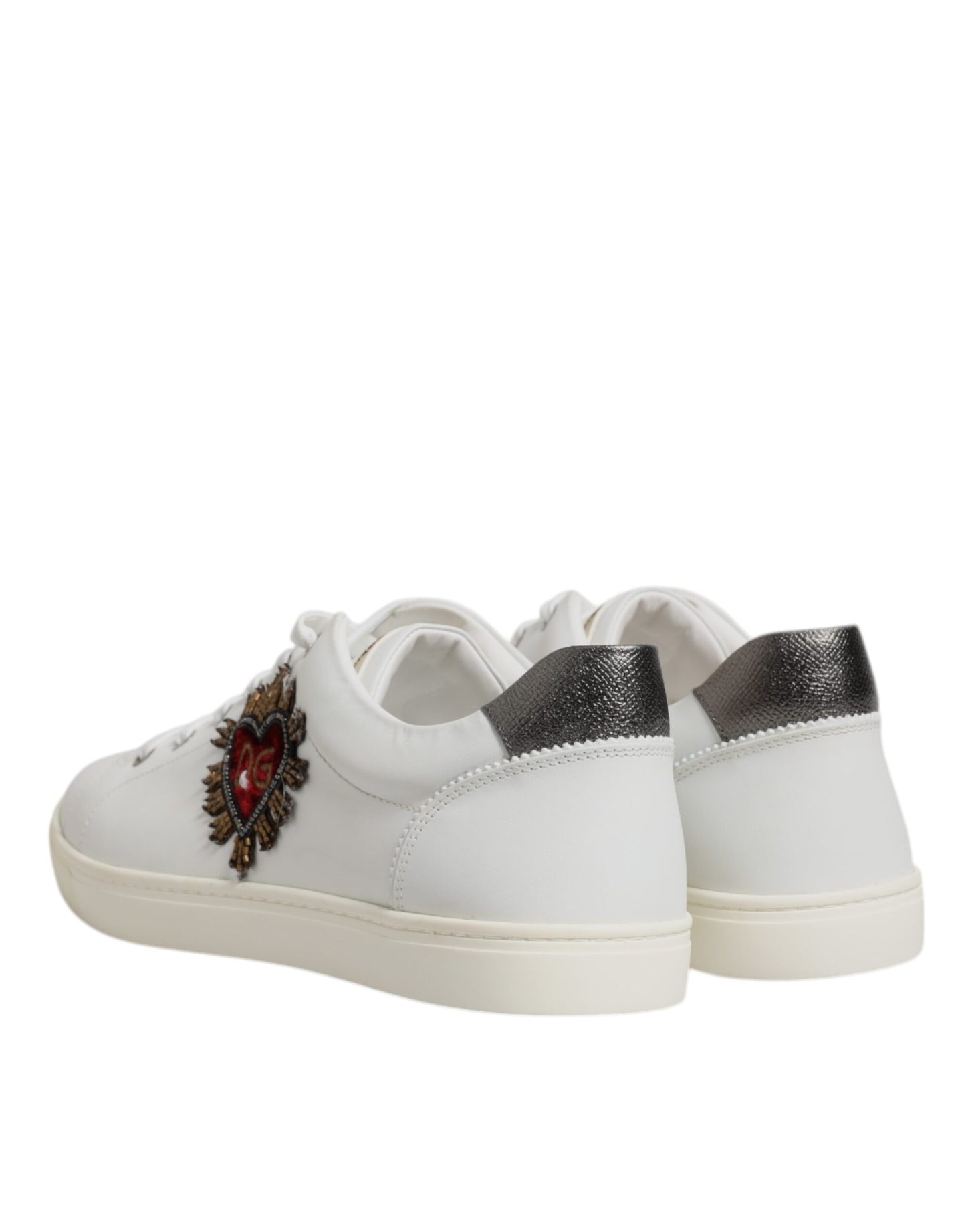 Dolce & Gabbana White Leather Sacred Heart Sneakers for Men