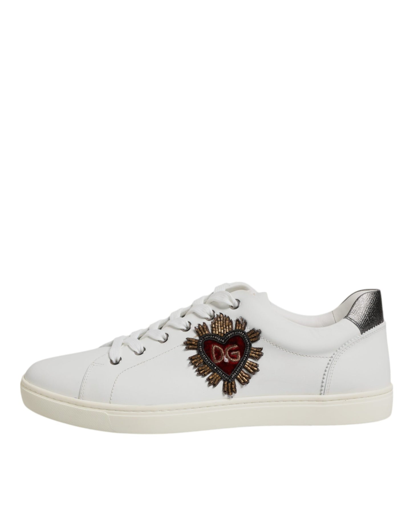 Dolce & Gabbana White Leather Sacred Heart Sneakers for Men