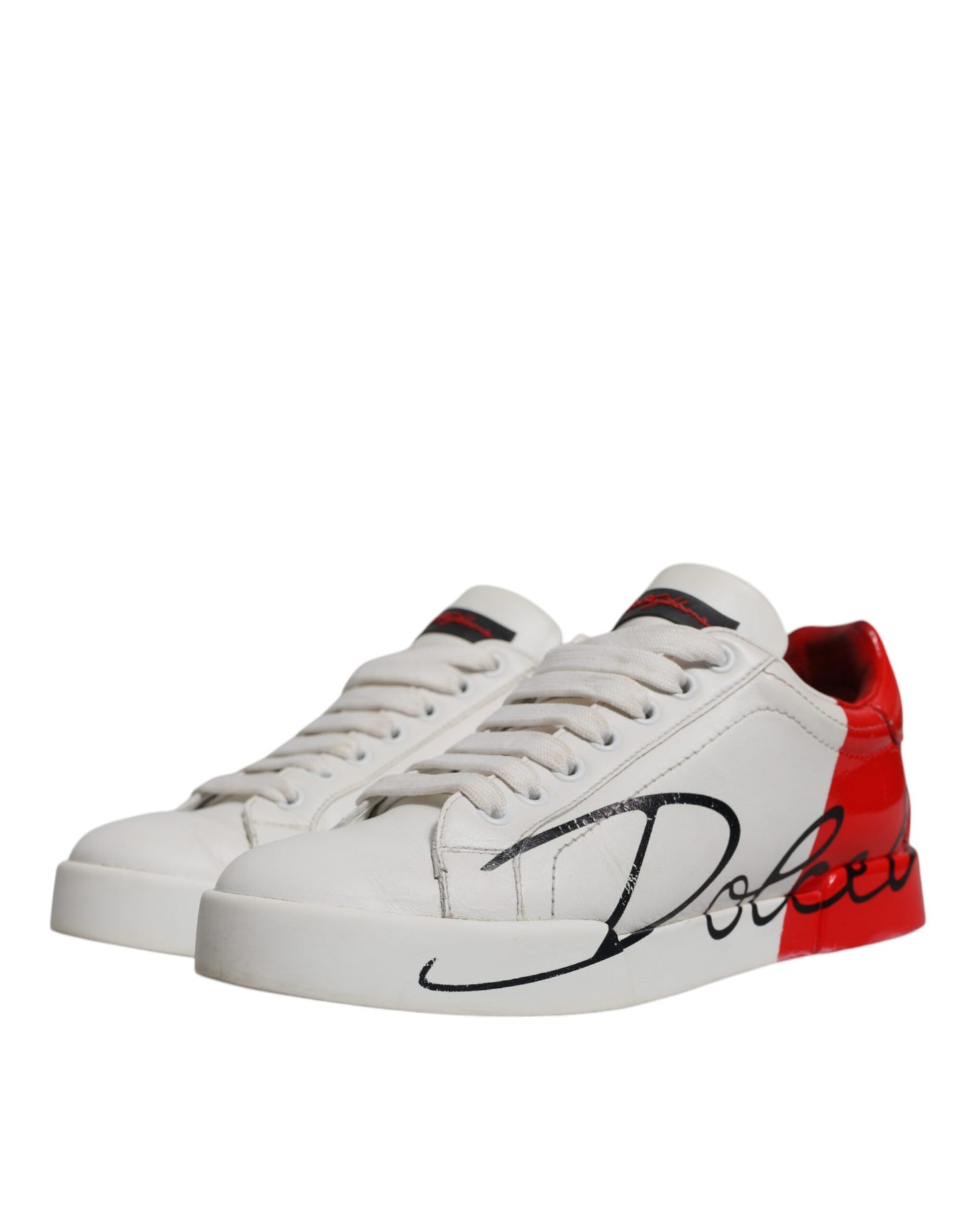 Dolce & Gabbana Women's Red & White Logo Portofino Sneakers