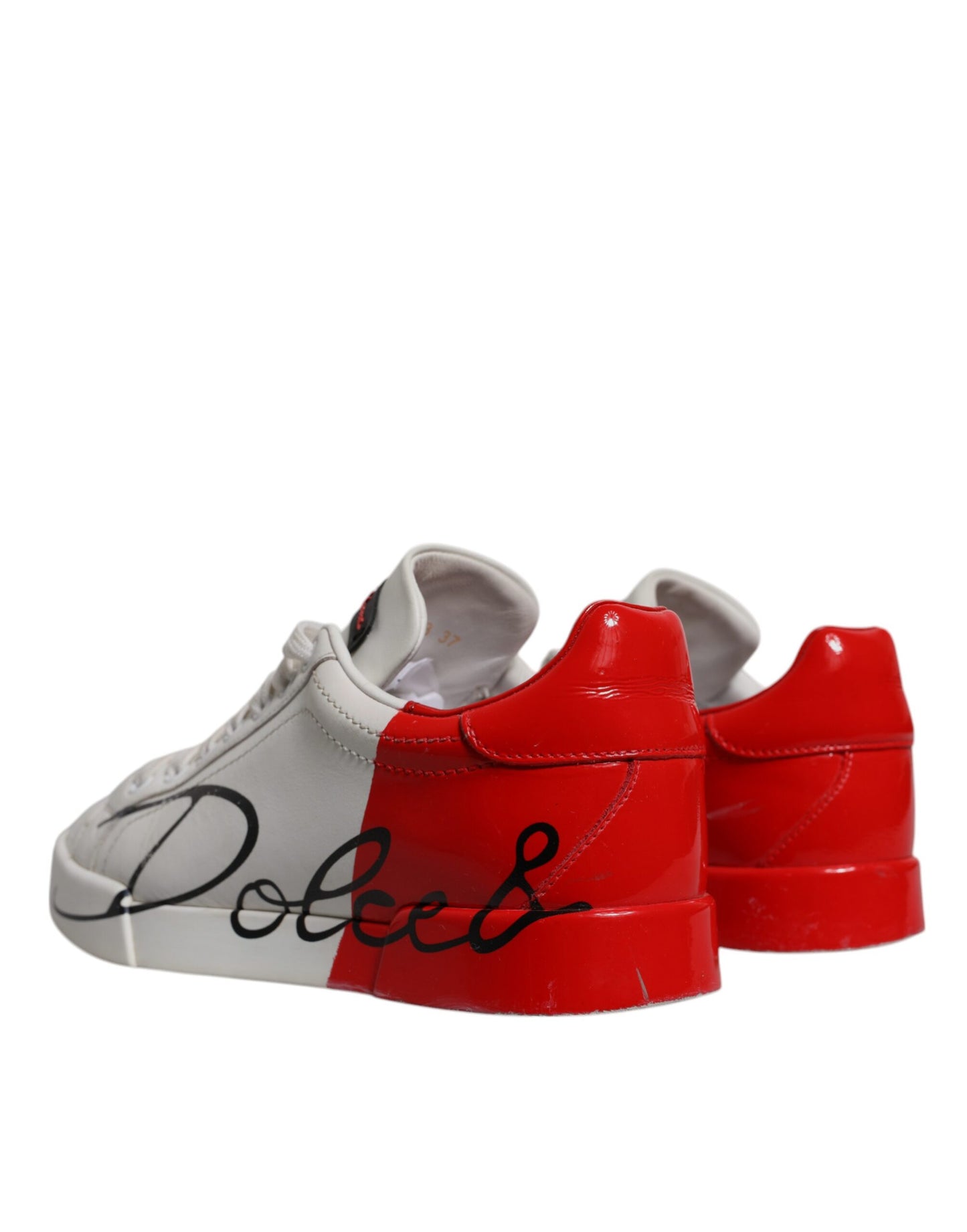 Dolce & Gabbana Women's Red & White Logo Portofino Sneakers