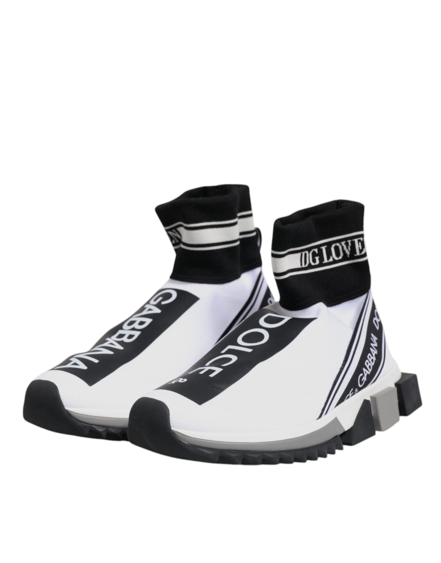 Dolce & Gabbana Sorrento White Black Socks Sneakers Shoes