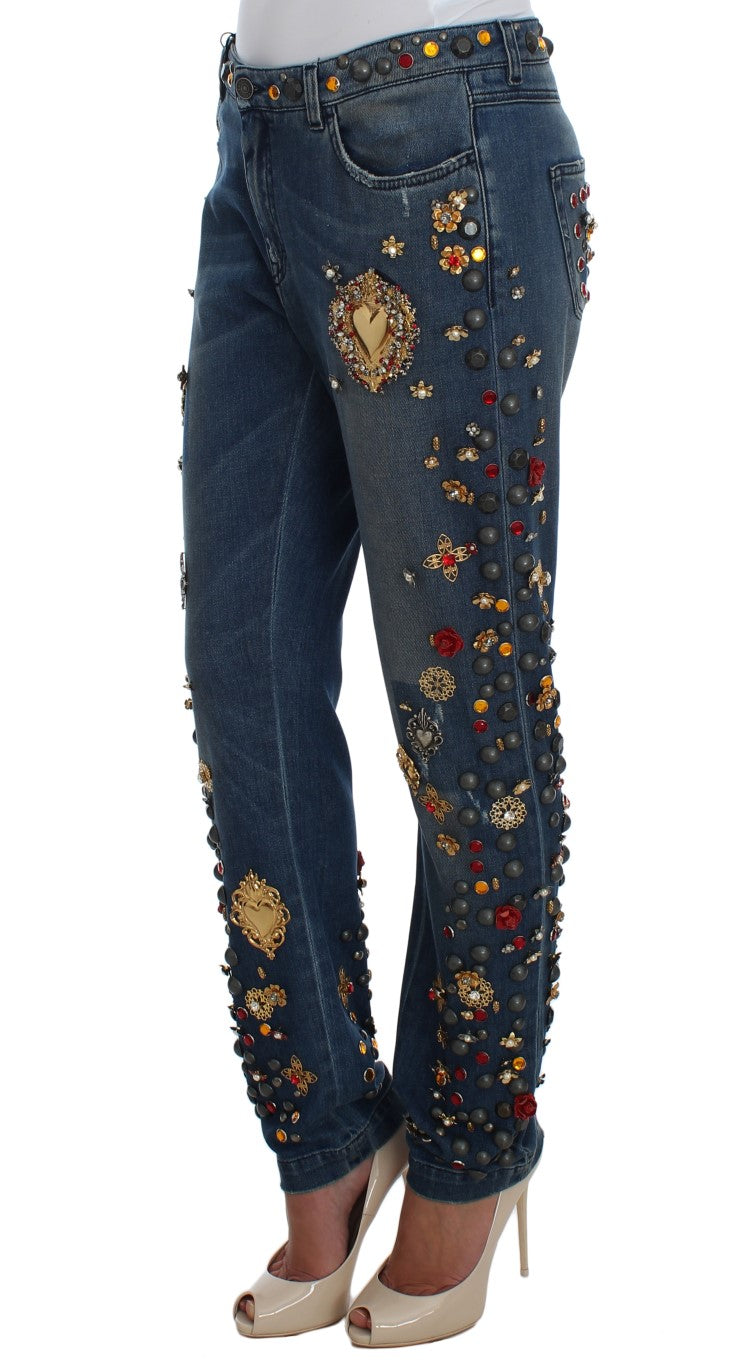 - Enchanted Sicily Embellished Boyfriend Jeans
