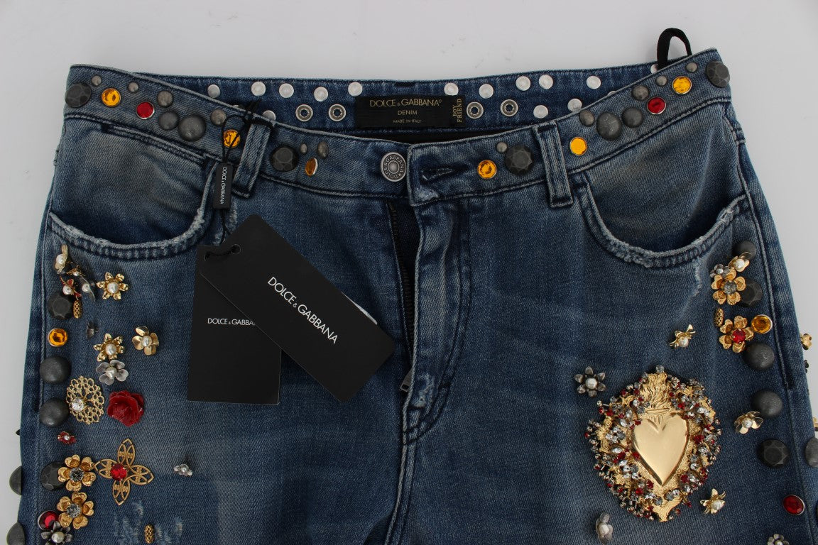 - Enchanted Sicily Embellished Boyfriend Jeans