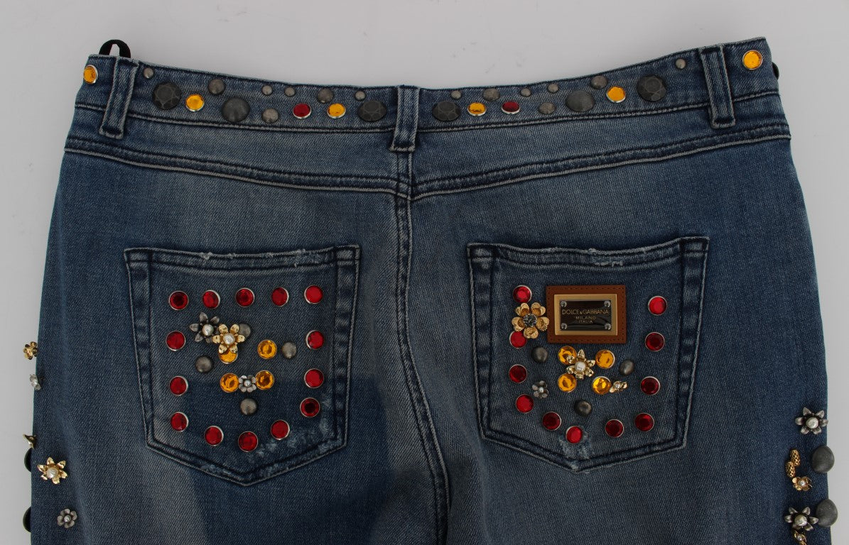 - Enchanted Sicily Embellished Boyfriend Jeans