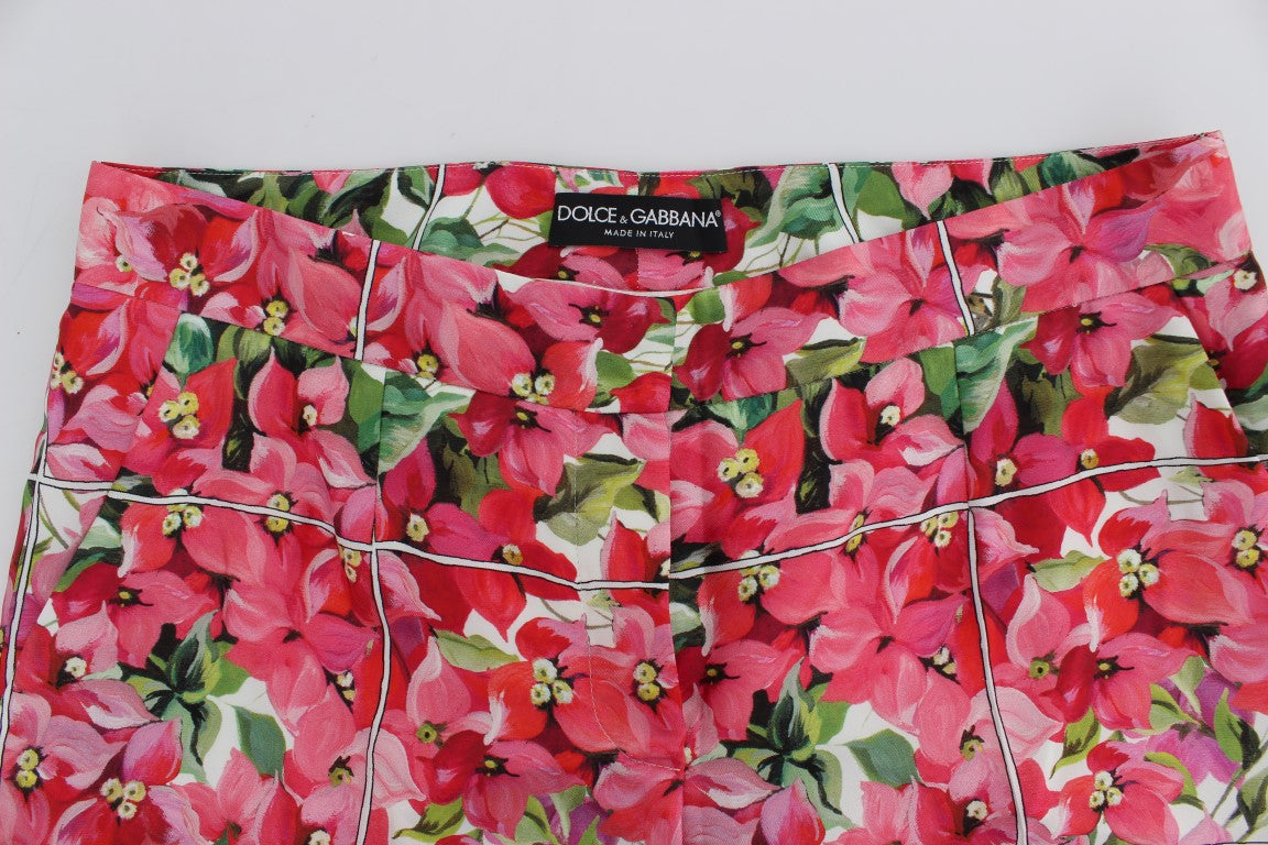 - Multicolor Floral Silk Capri Pants