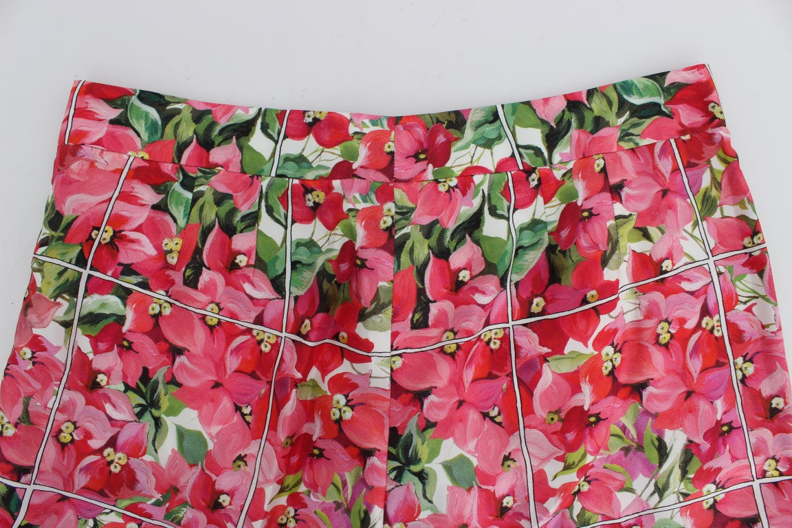 - Multicolor Floral Silk Capri Pants